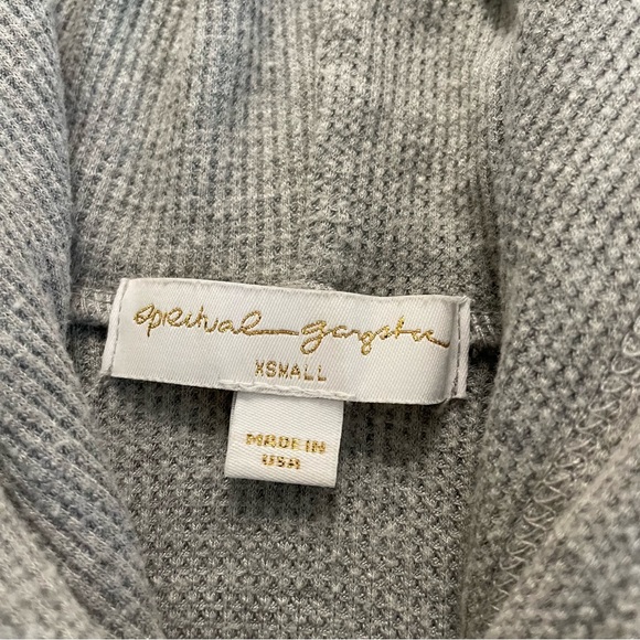 Spritual Gangster Waffle Knit Pullover Hoodie Grey Size XS - Picture 3 of 8
